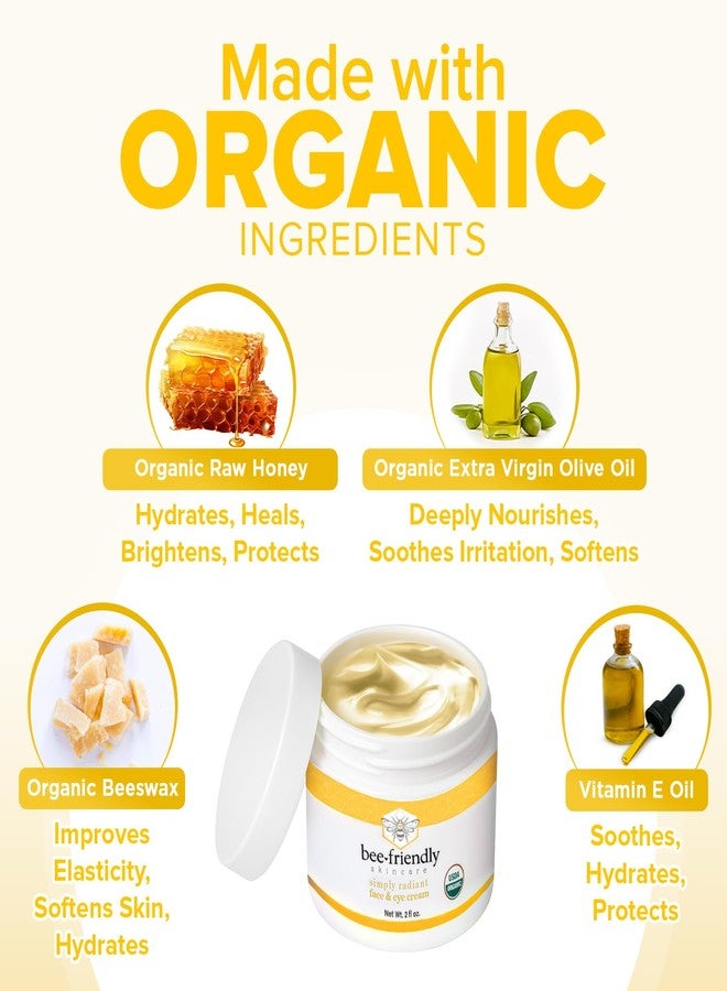 BeeFriendly Organic Face and Eye Cream, USDA Certified Organic Facial Moisturizer, All In One Natural Face, Eye, Neck, Decollete Cream Reduces Wrinkles & Lines, 4 oz - (2 Jars in a box) - Image 2